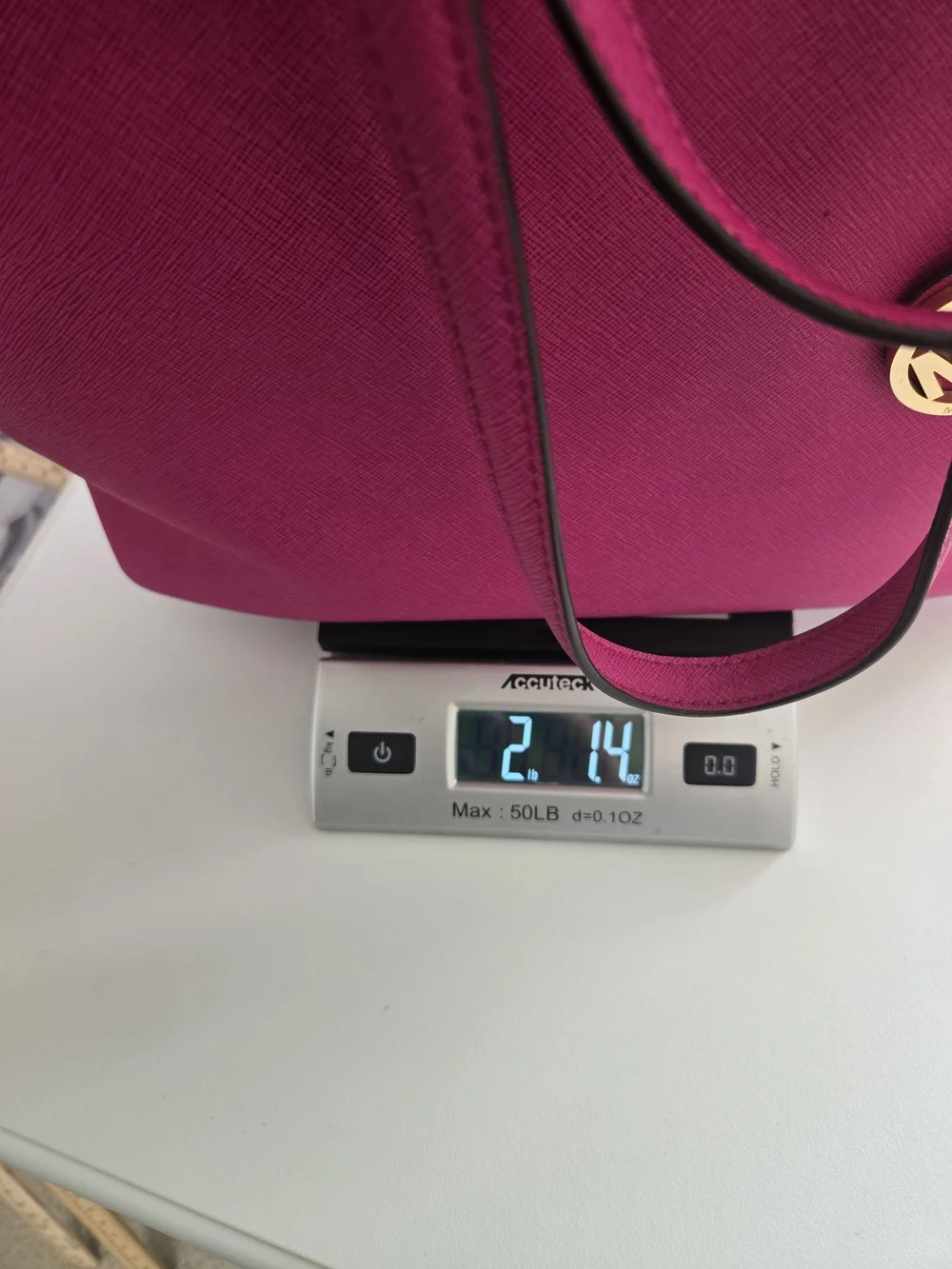 Michael Kors Jet Set Raspberry Saffiano Leather Large Top Zip Pocket Tote Bag